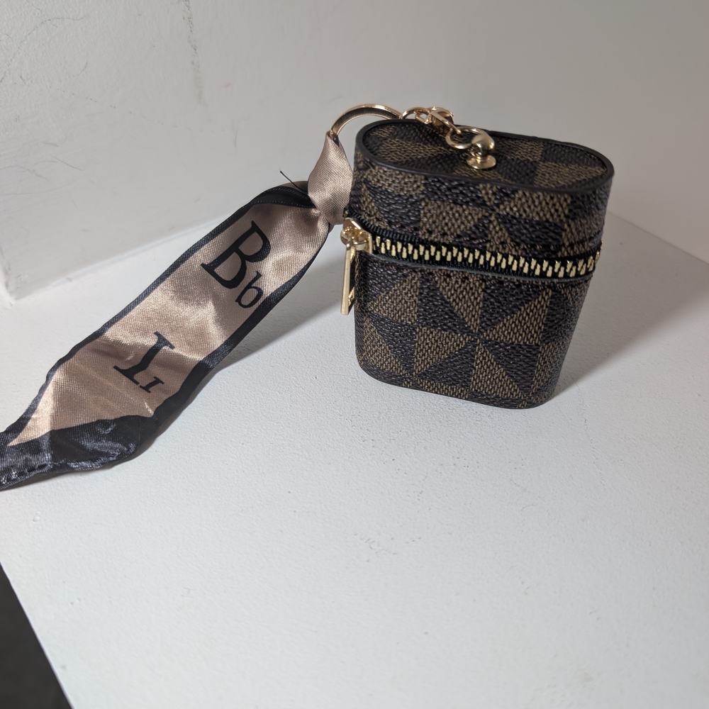 New! Geometric Patterned Bag Charm Or Keychain Pouch - Picture 2 of 4
